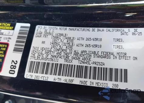 2025 Toyota Tacoma Trd Sport из США, поврежденный, VIN 3TMLB5JNXSM156111